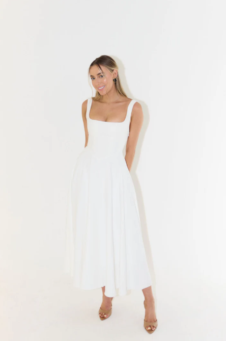 Whitney Midi-Kleid mit quadratischem Ausschnitt