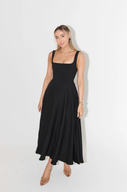 Whitney Midi-Kleid mit quadratischem Ausschnitt