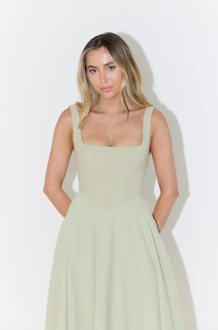 Whitney Midi-Kleid mit quadratischem Ausschnitt