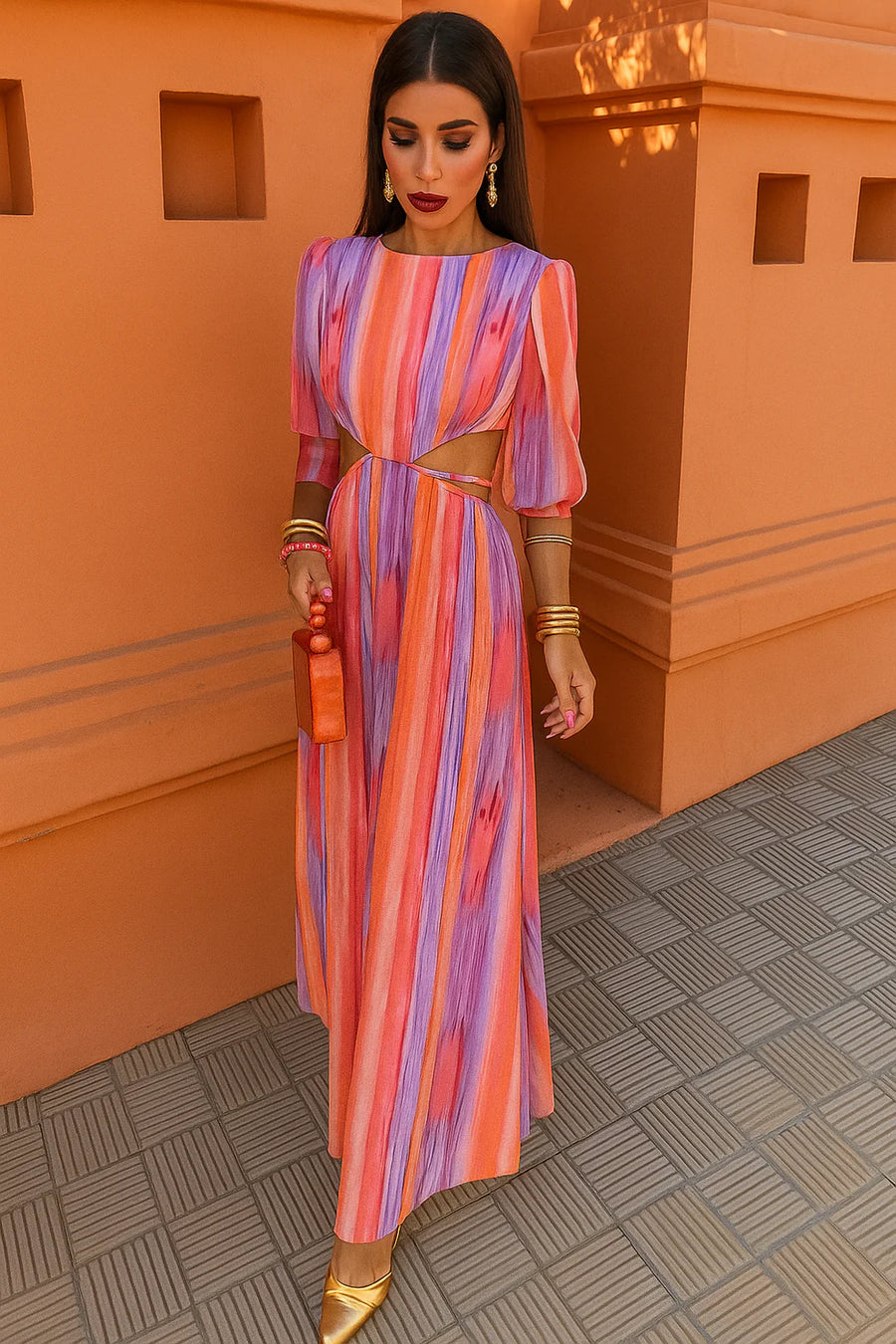 Marlis Side Cut-Out Midi Dress for Modern Elegance