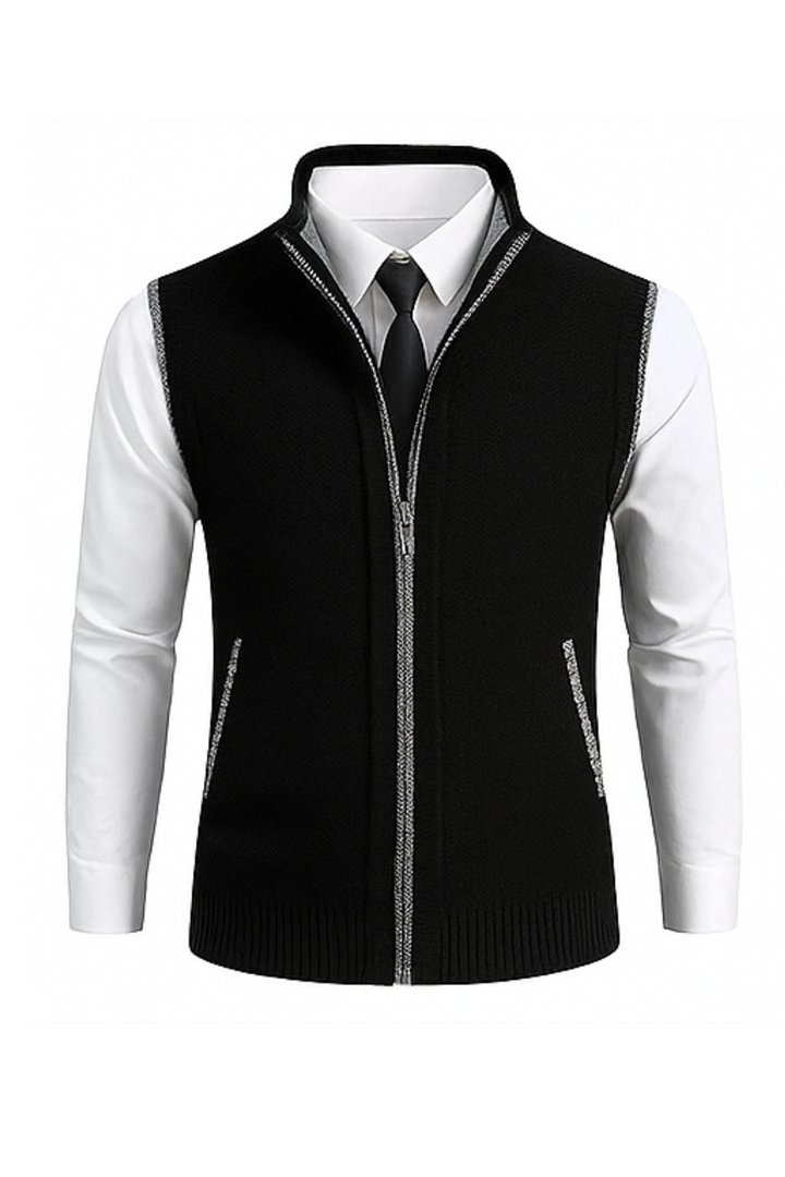 Gerald Strickweste mit Reißverschluss - Schwarz