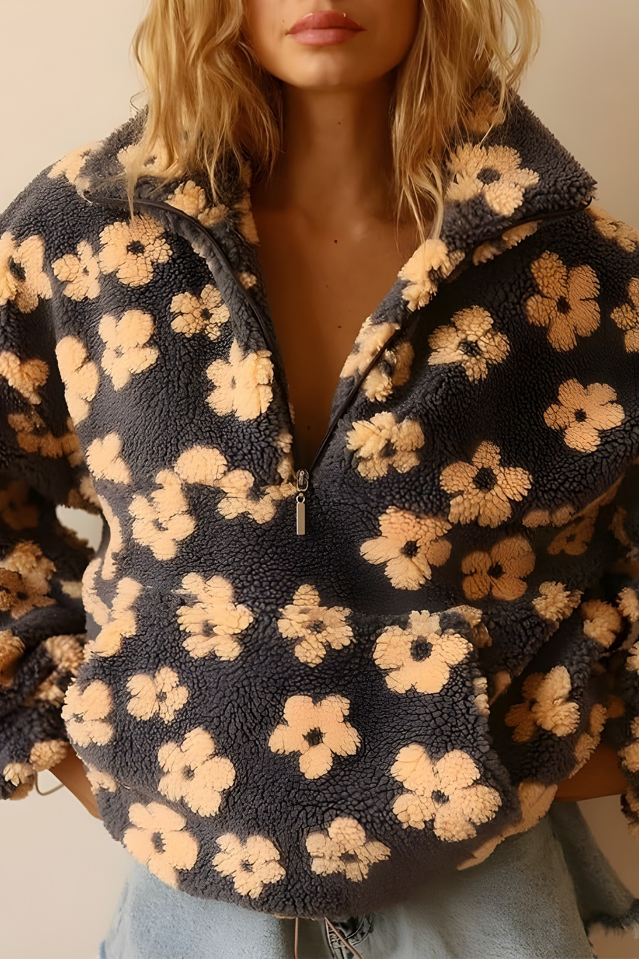 Penny Oversized Floral Knit Sweater, Cozy Boho Style