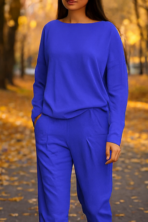 Alie Zweiteiler mit Rundhals & Langarm - Blau