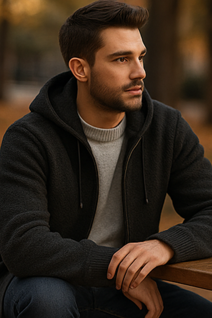 Henry Strick-Hoodie - Dunkelgrau