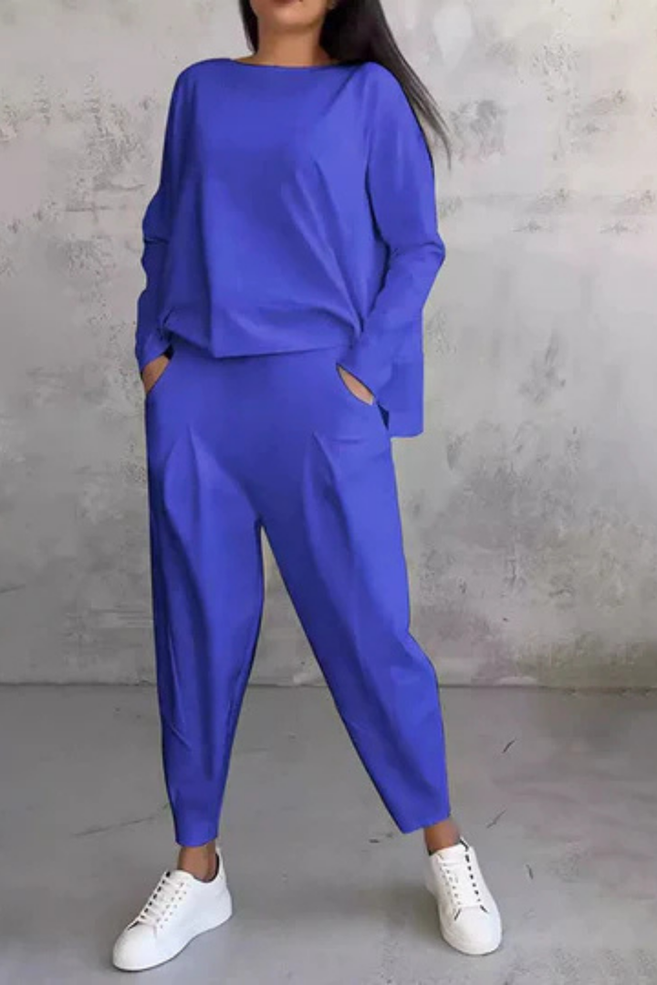 Alie Zweiteiler mit Rundhals & Langarm - Blau