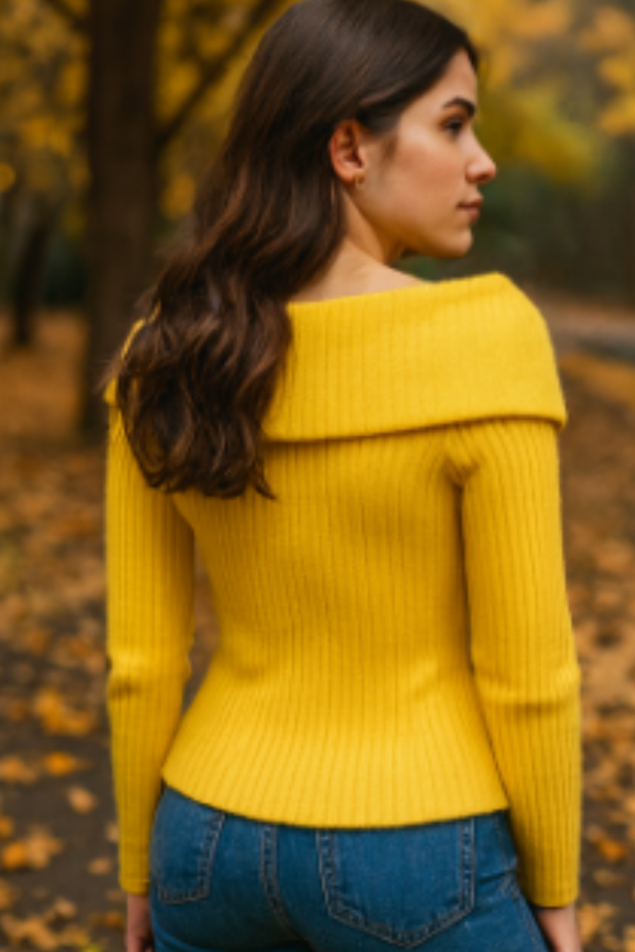 Elizah Off-Shoulder Knit Pullover with Gold Button Detail
