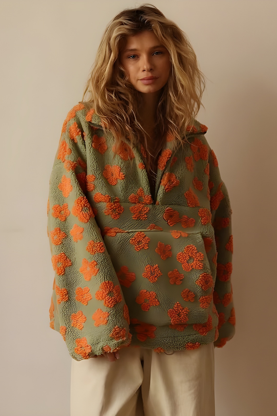 Penny Oversized Floral Knit Sweater, Cozy Boho Style