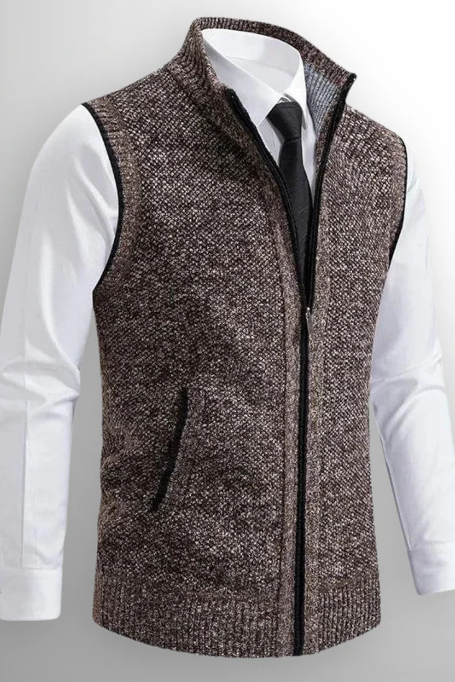 Gerald Zip Cardigan Vest Brown