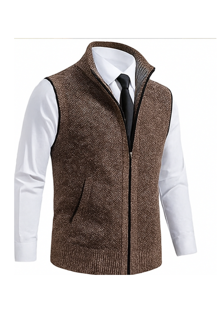 Gerald Zip Cardigan Vest Brown