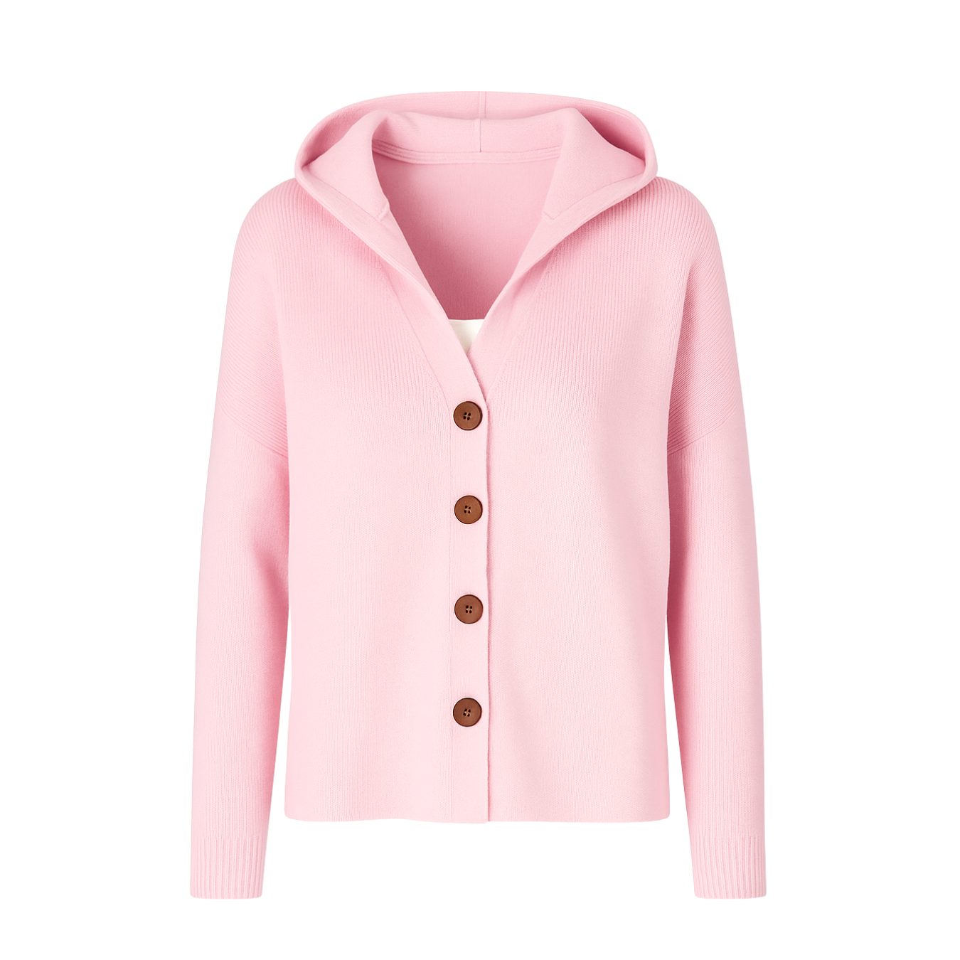 Elise Elegante Strickjacke mit Kapuze - Rosa