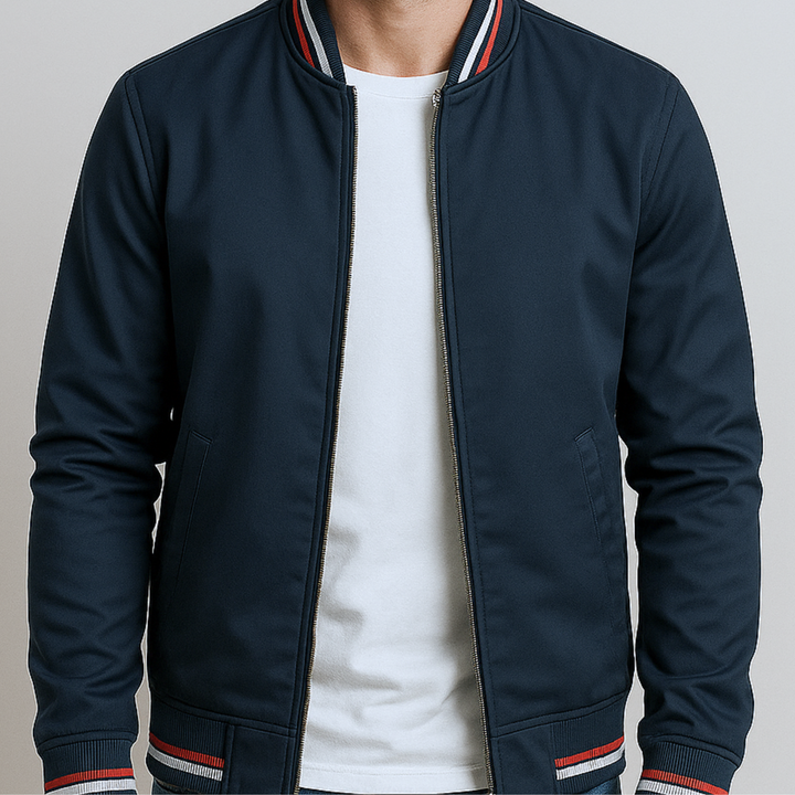 Maelisio Eleganter Bomber-Blouson mit Streifen - Blau