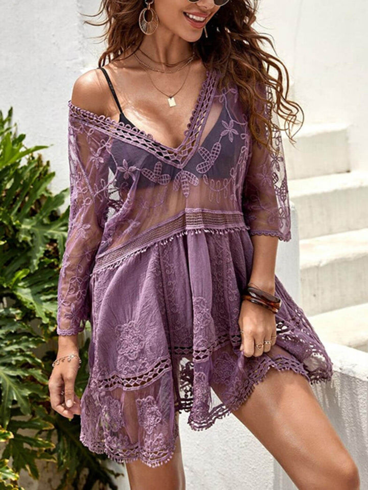 Lockeres Spitzen-Strandkleid als Bikini-Überwurf fürs Urlaubsfeeling