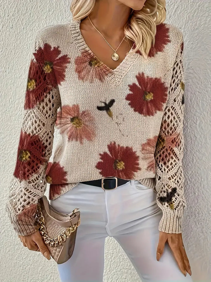 Rayuela Eleganter Pullover mit Blumendessin - Rot