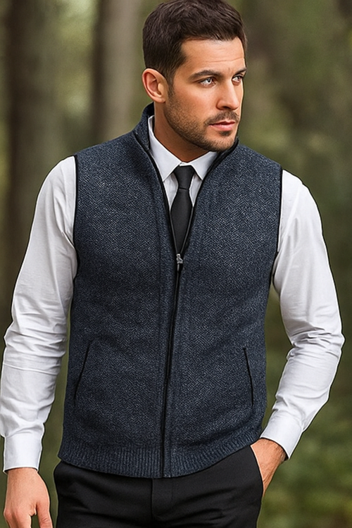 Gerald Strickweste mit Reißverschluss - Blau