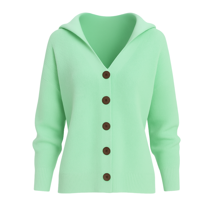 Elise Elegante Strickjacke mit Kapuze - Grün