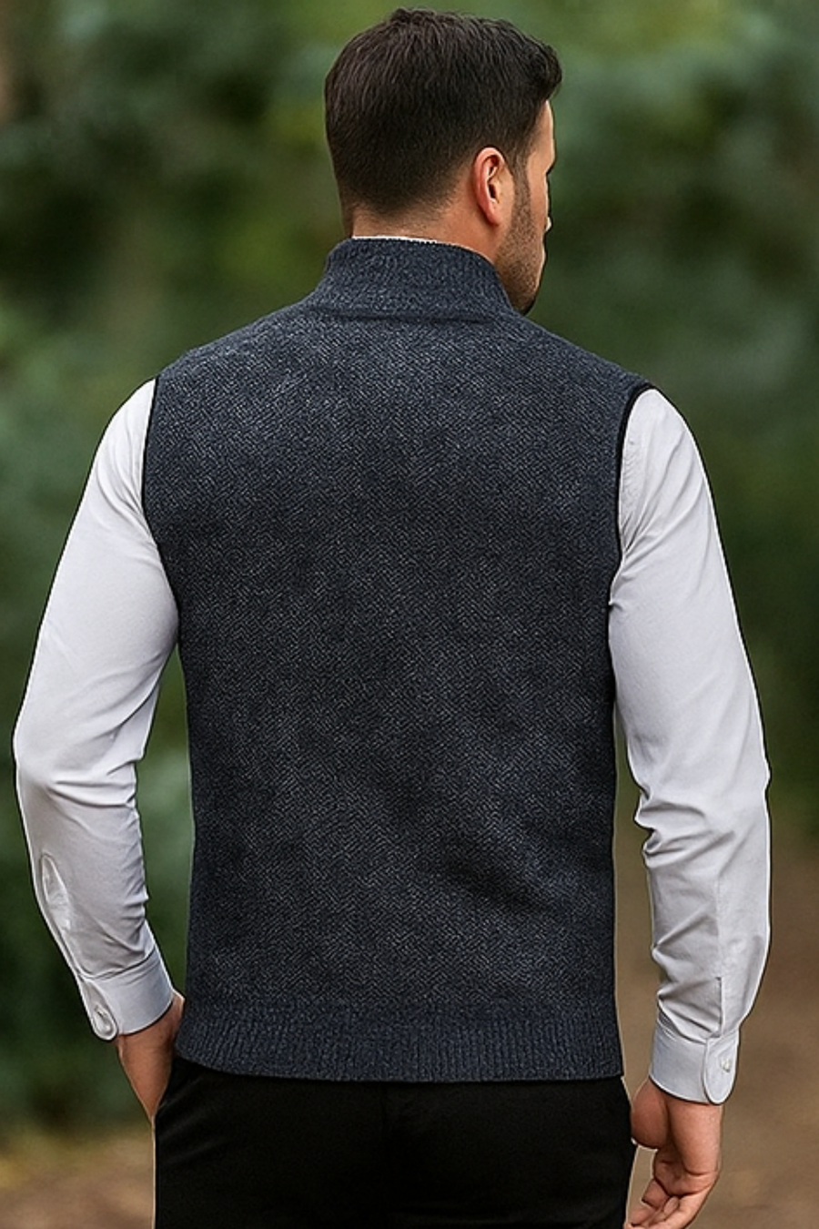 Gerald Zip Cardigan Vest Blue