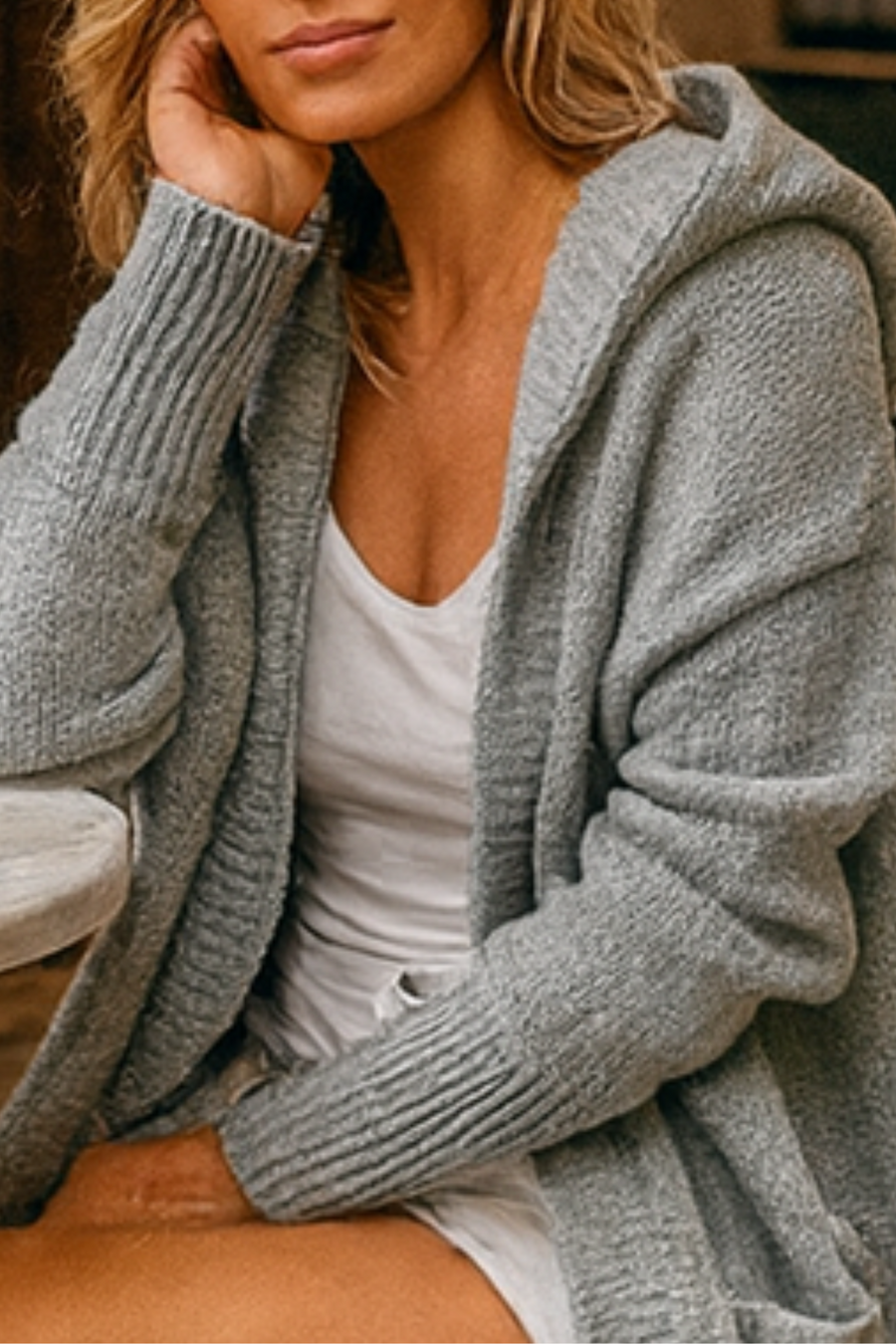 Darienne Comfortable Open-Front Knit Cardigan Soft