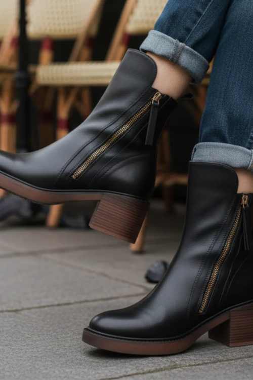 Val | Elegante Schwarze Lederstiefel