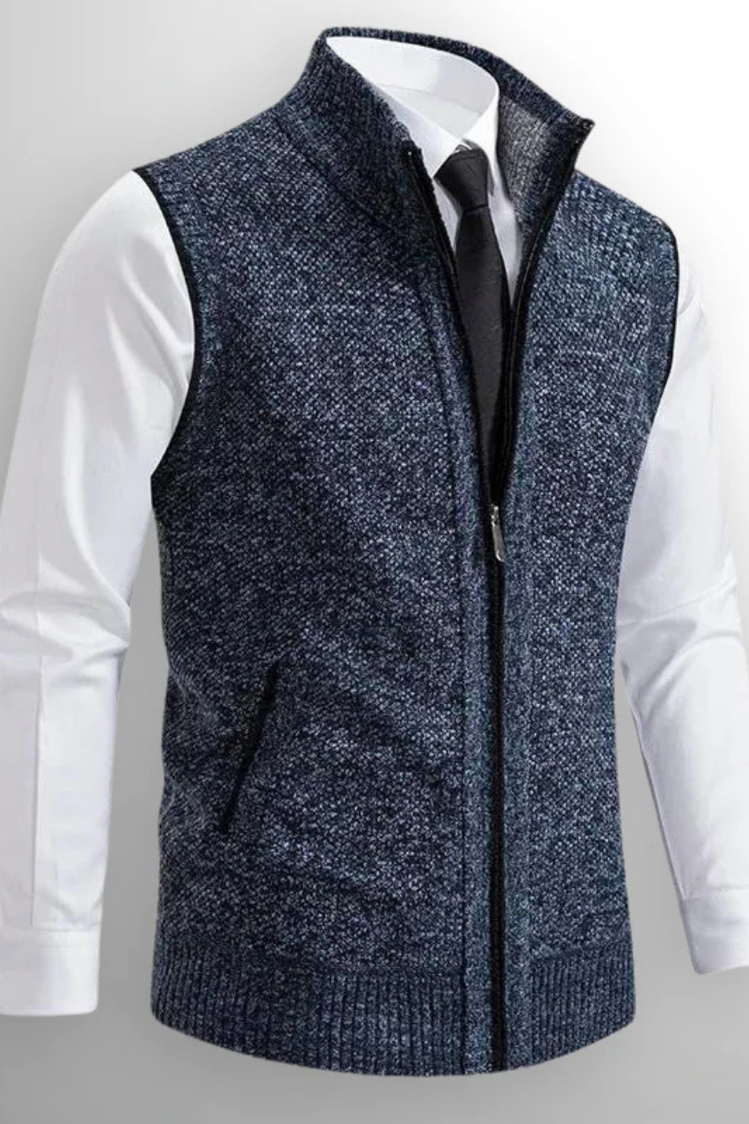 Gerald Strickweste mit Reißverschluss - Blau