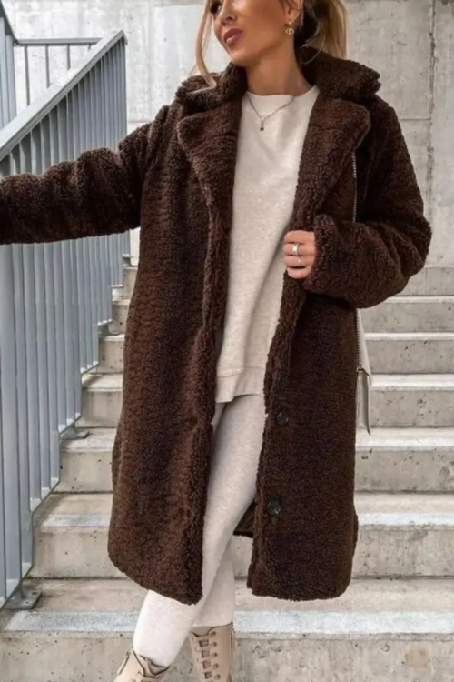 Jess Teddy Mantel - Dunkelbraun