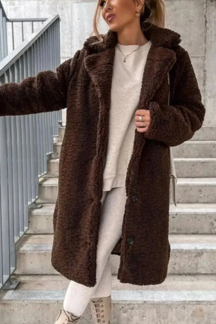 Jess Teddy Mantel - Dunkelbraun