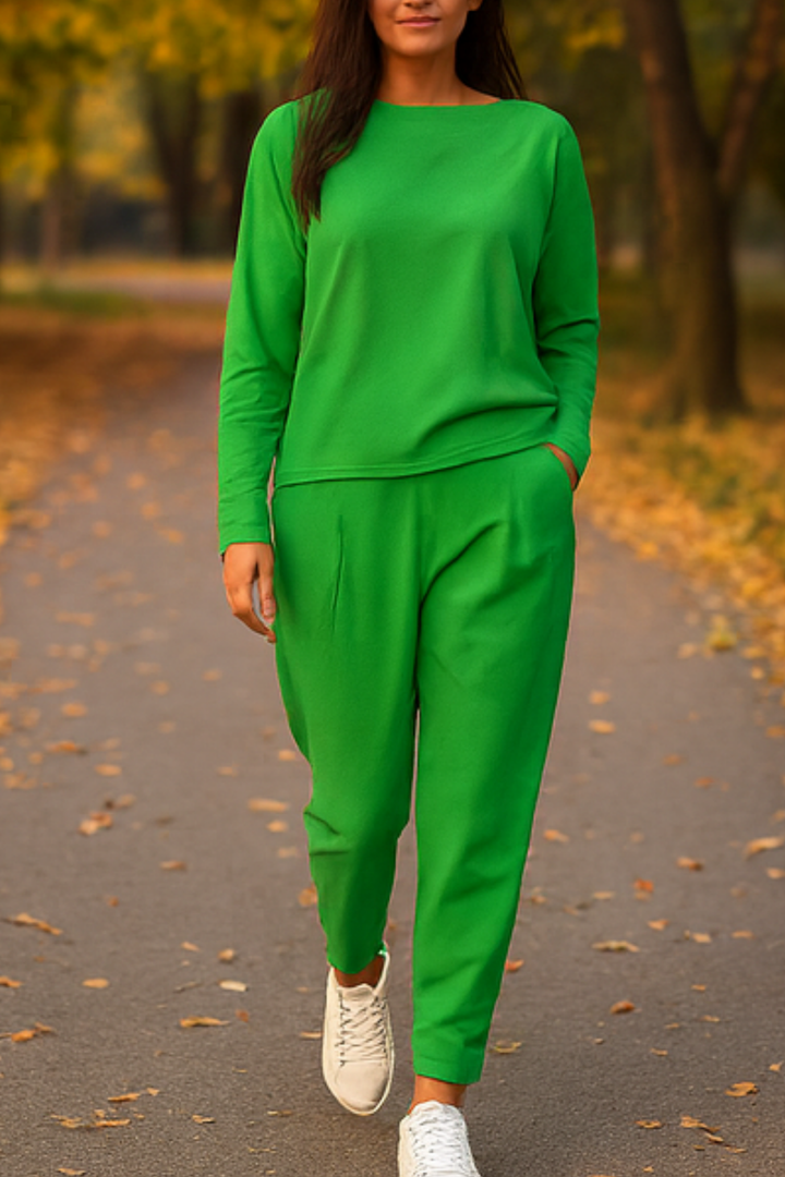 Alie Zweiteiler mit Rundhals & Langarm - Grün