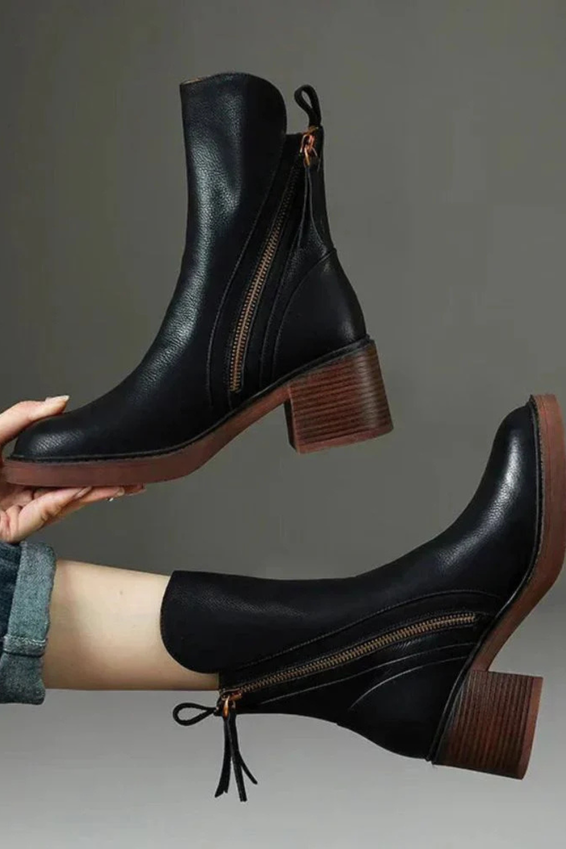 Val | Elegante Schwarze Lederstiefel