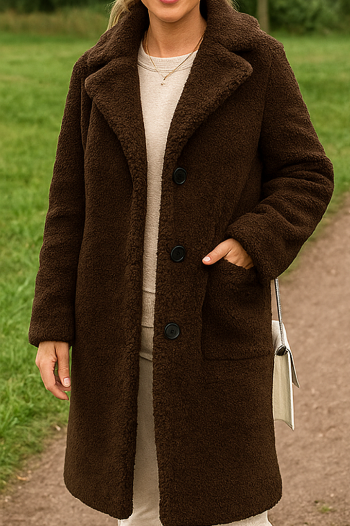 Jess Teddy Mantel - Dunkelbraun