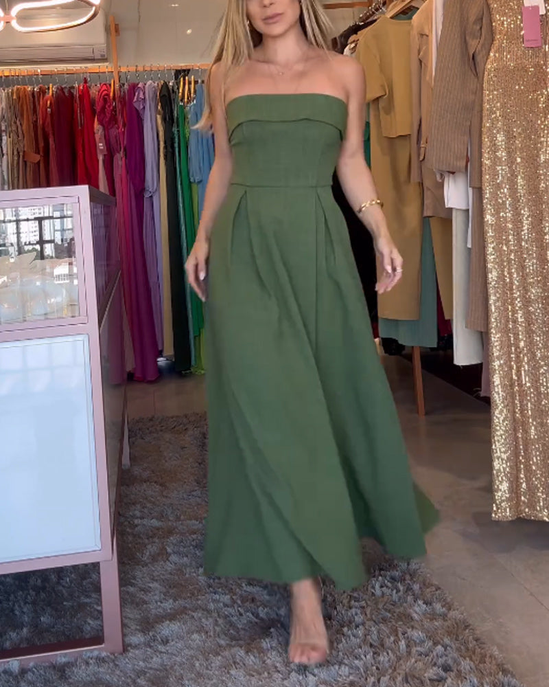 Annie – Elegantes schulterfreies Midikleid