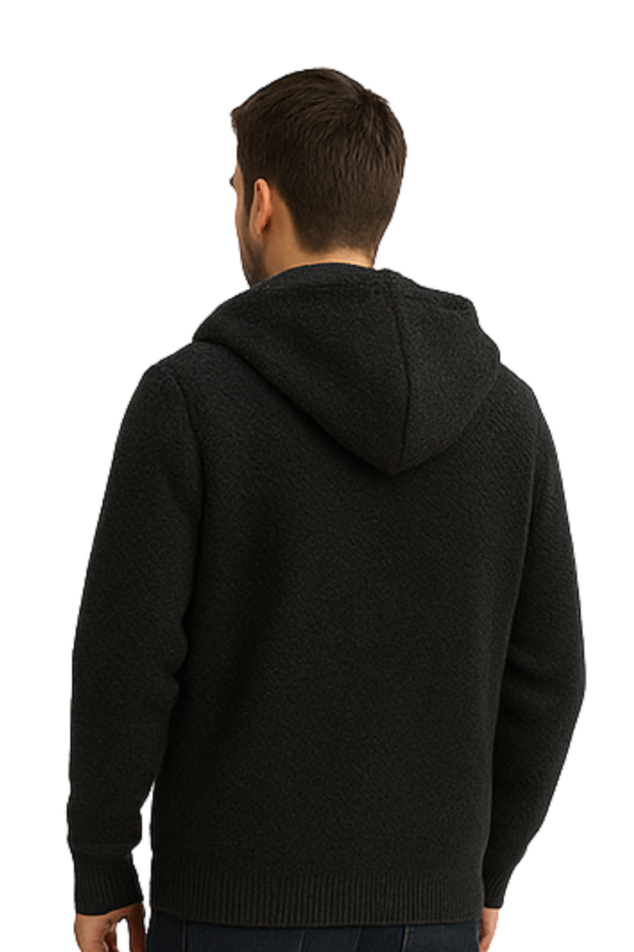 Henry Knit Zip Hoodie Black