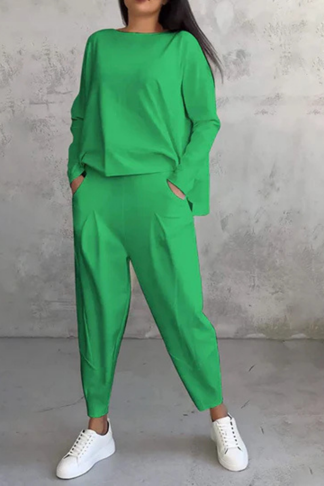 Alie Zweiteiler mit Rundhals & Langarm - Grün