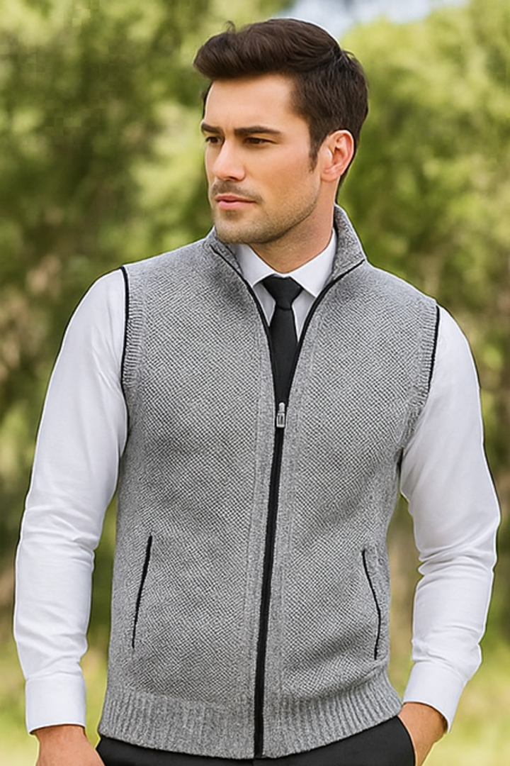 Gerald Strickweste mit Reißverschluss - Grau