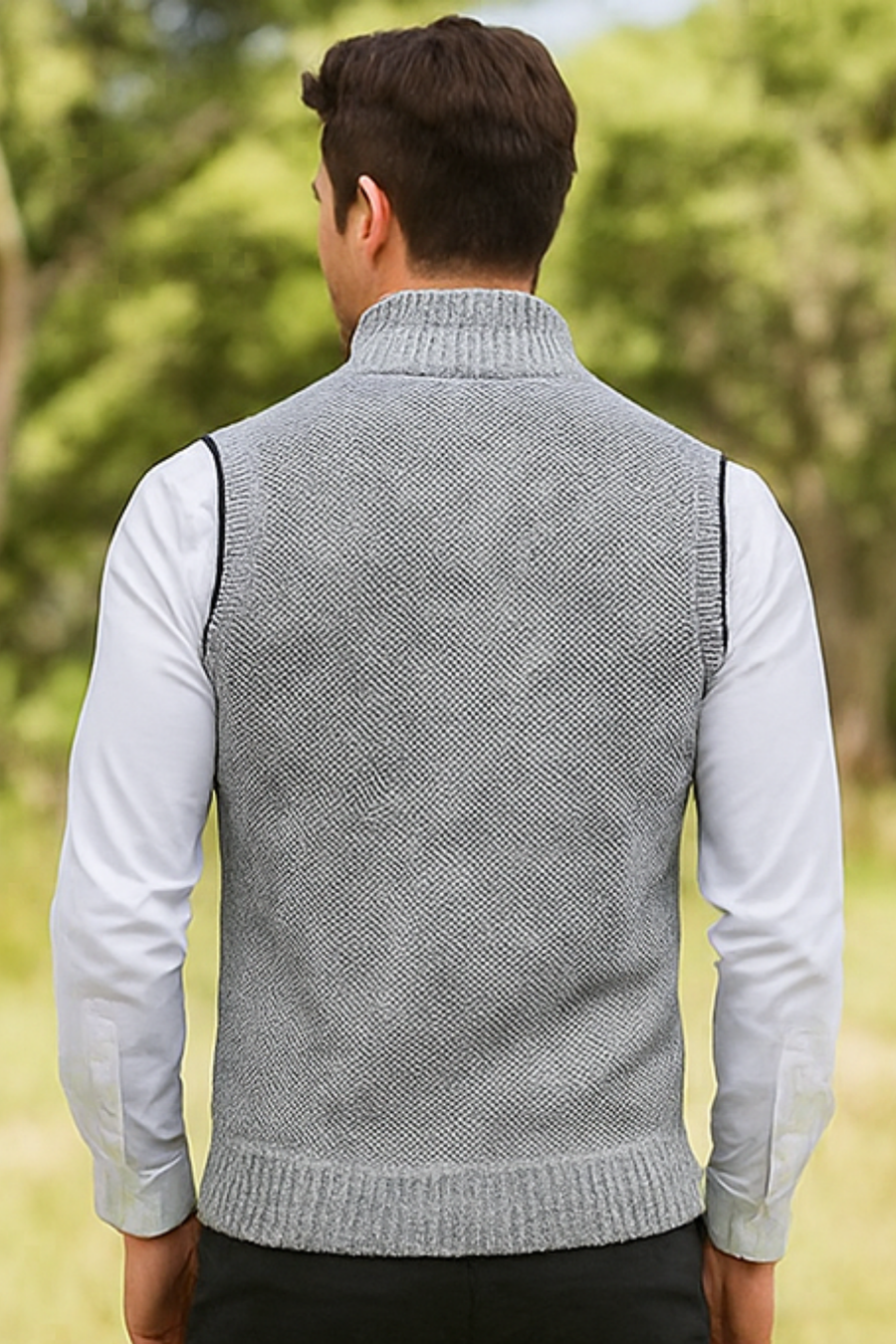 Gerald Zip Cardigan Vest Gray
