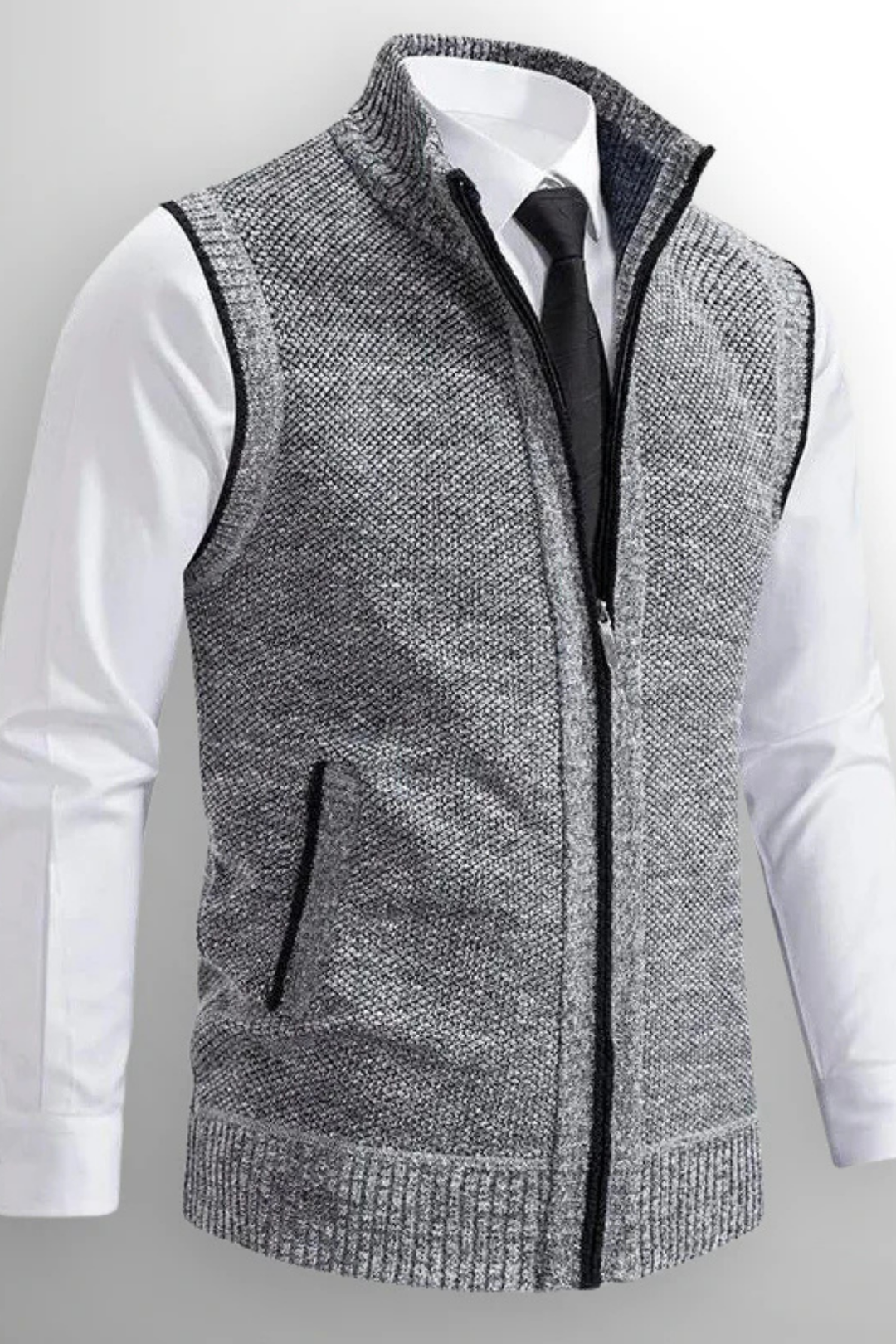 Gerald Strickweste mit Reißverschluss - Grau