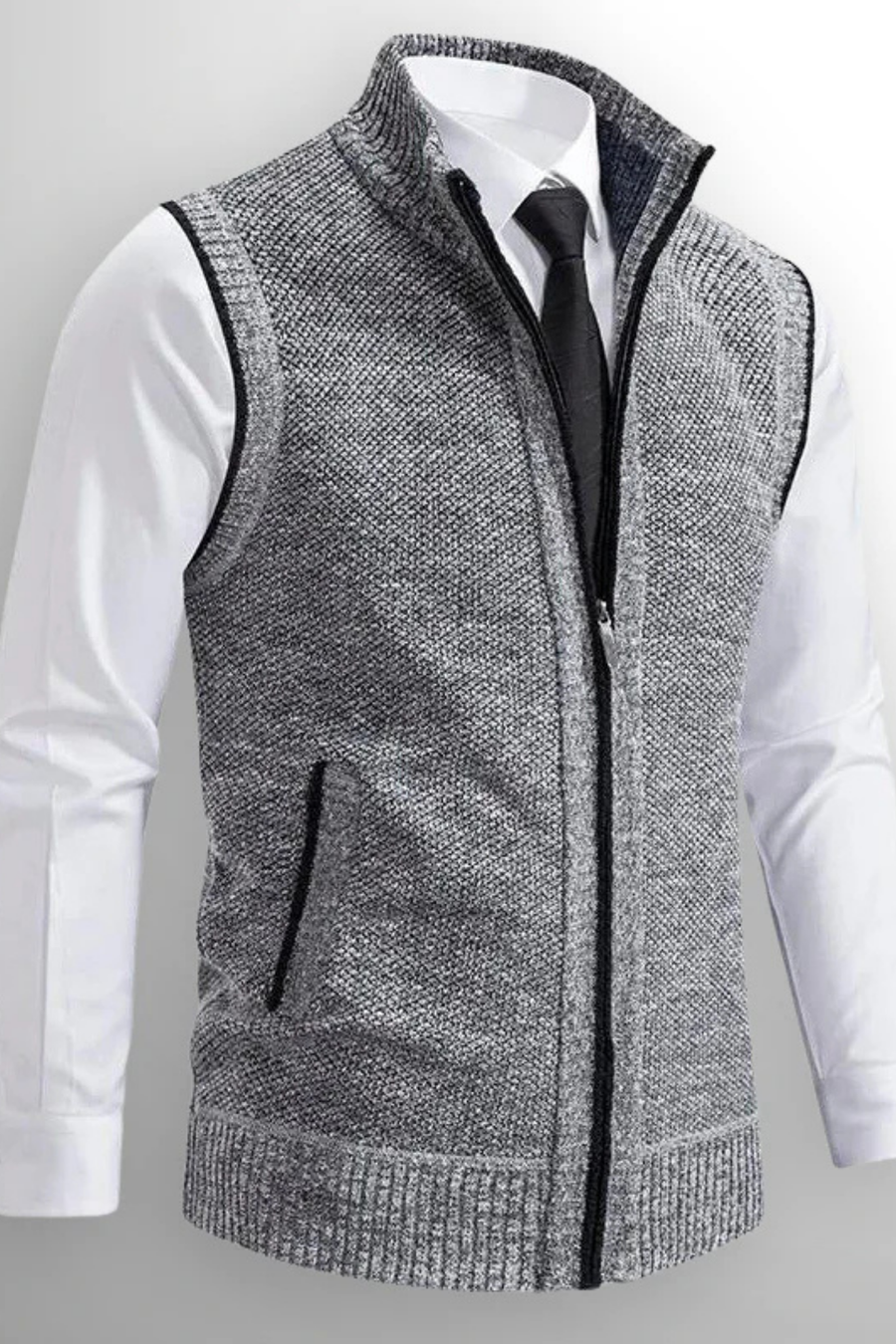 Gerald Zip Cardigan Vest Gray