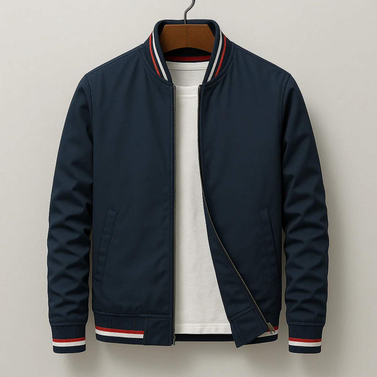 Maelisio Eleganter Bomber-Blouson mit Streifen - Blau