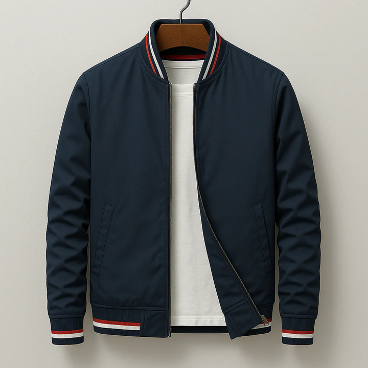 Maelisio Eleganter Bomber-Blouson mit Streifen - Blau