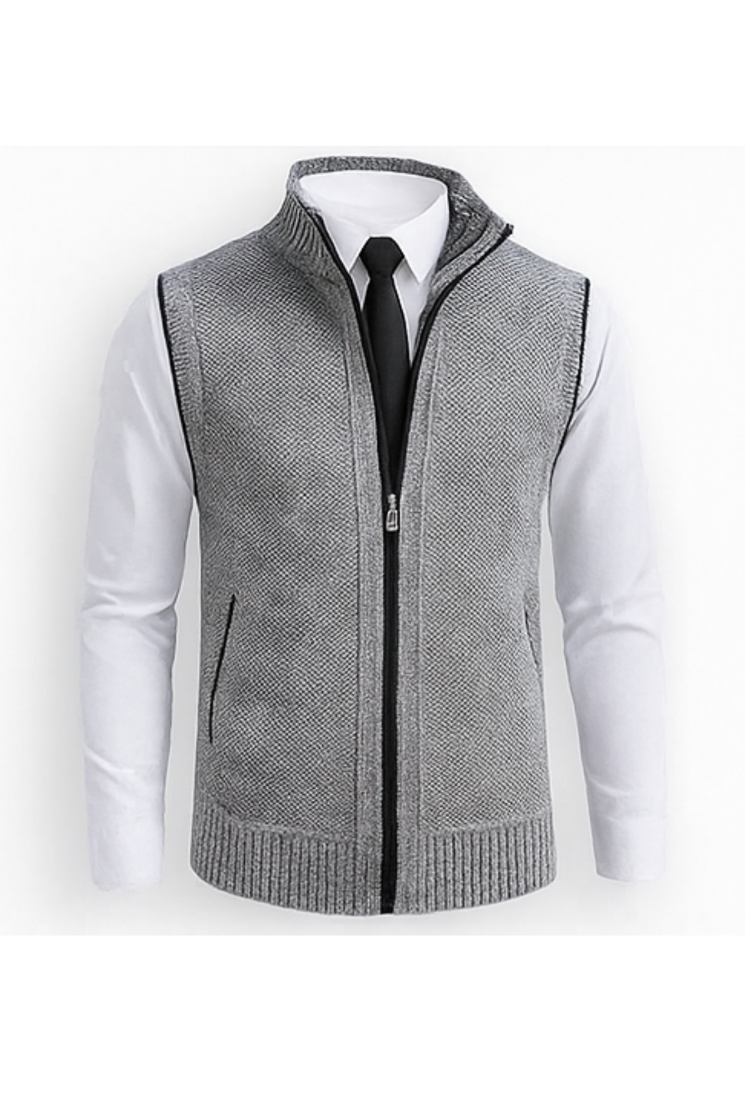 Gerald Strickweste mit Reißverschluss - Grau
