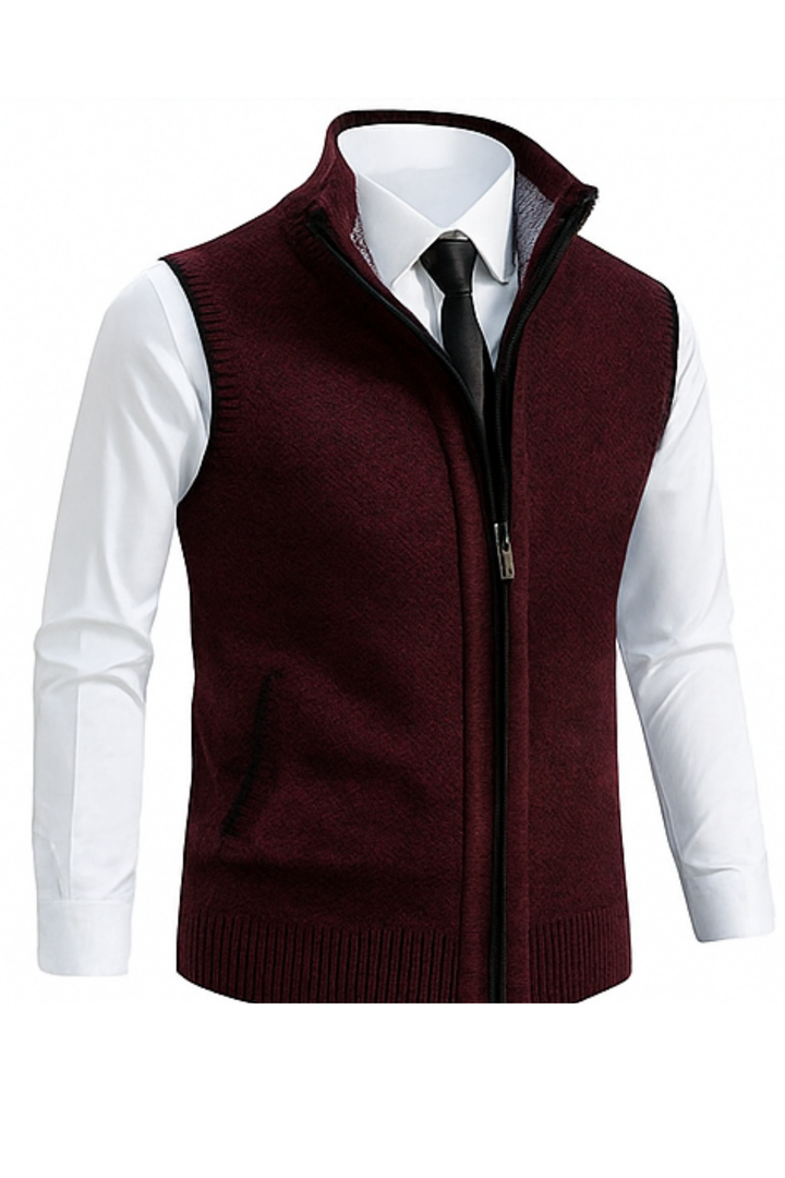 Gerald Strickweste mit Reißverschluss - Rot