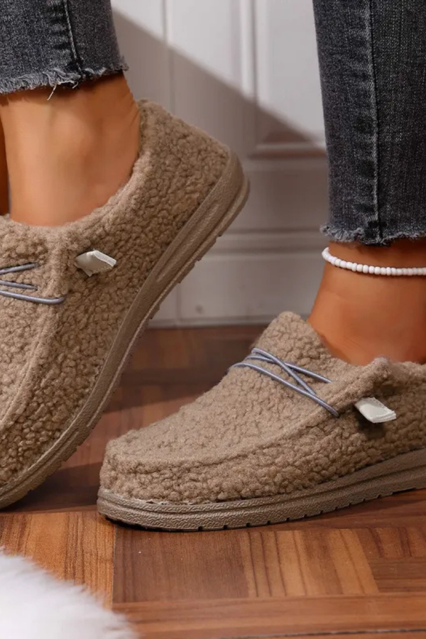 Winnie Warme Teddy Slippers - Khaki