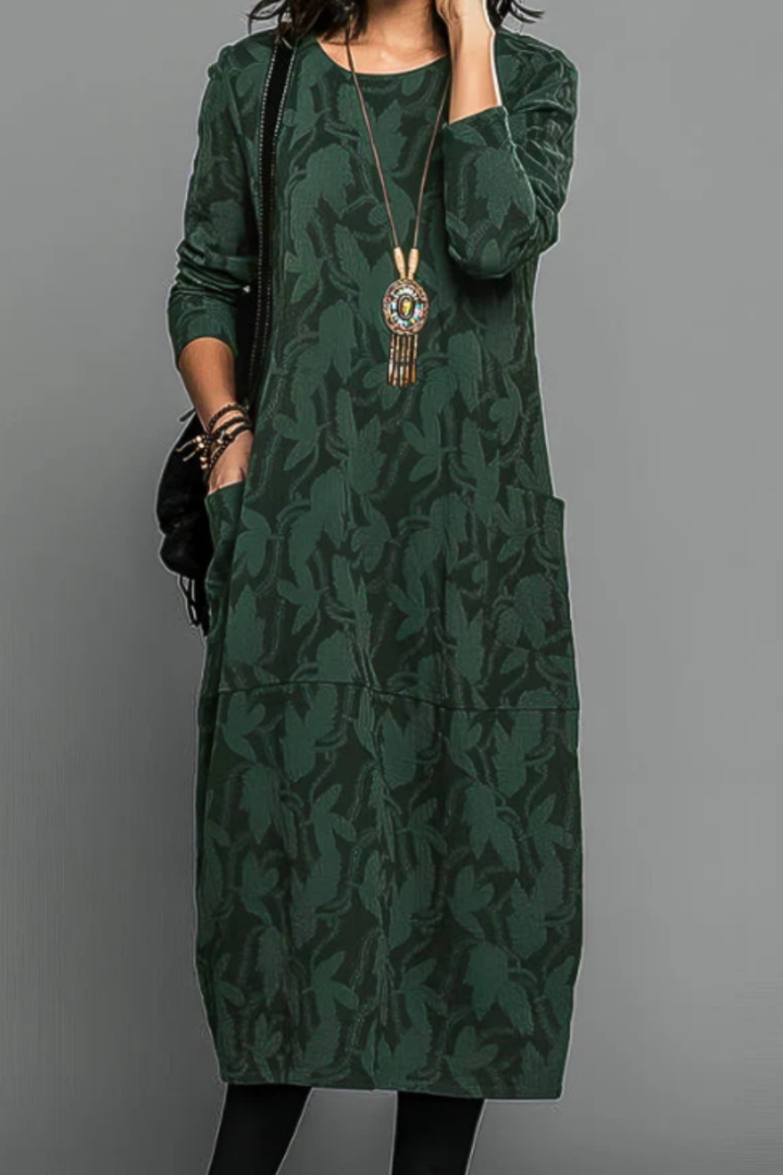 Kayla Maxikleid mit Blätterprint - Grün