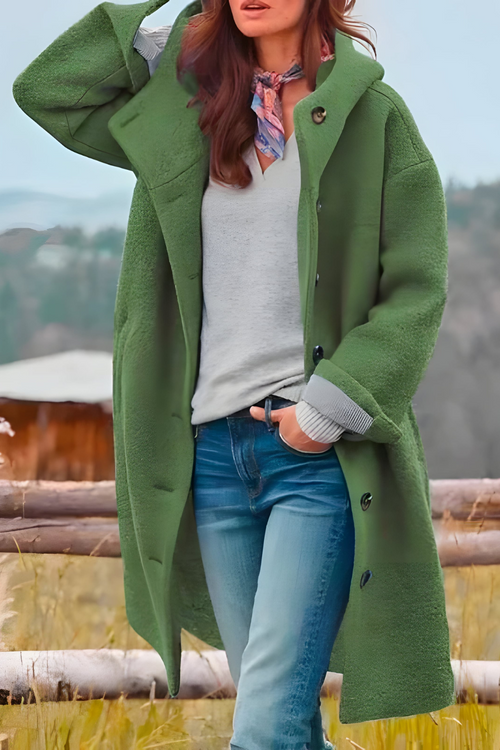 Aemie Stilvolle lange Winterjacke - Grün