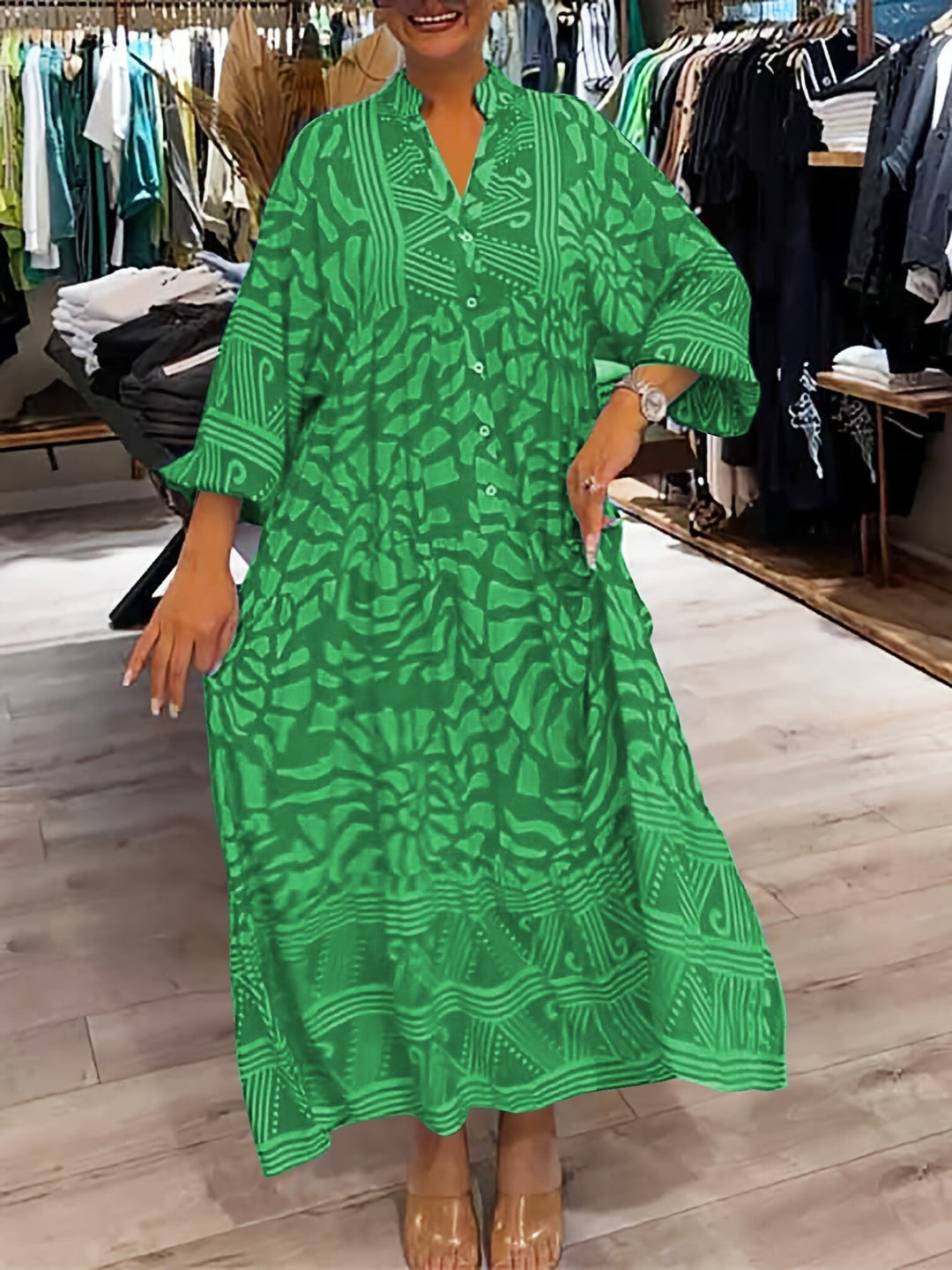 Mira | Gedrucktes Kleid mit V-Ausschnitt