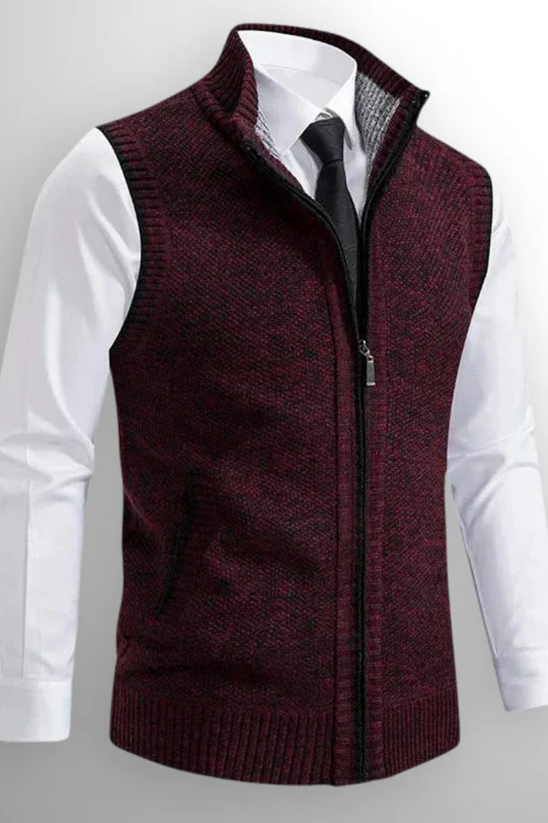 Gerald Strickweste mit Reißverschluss - Rot