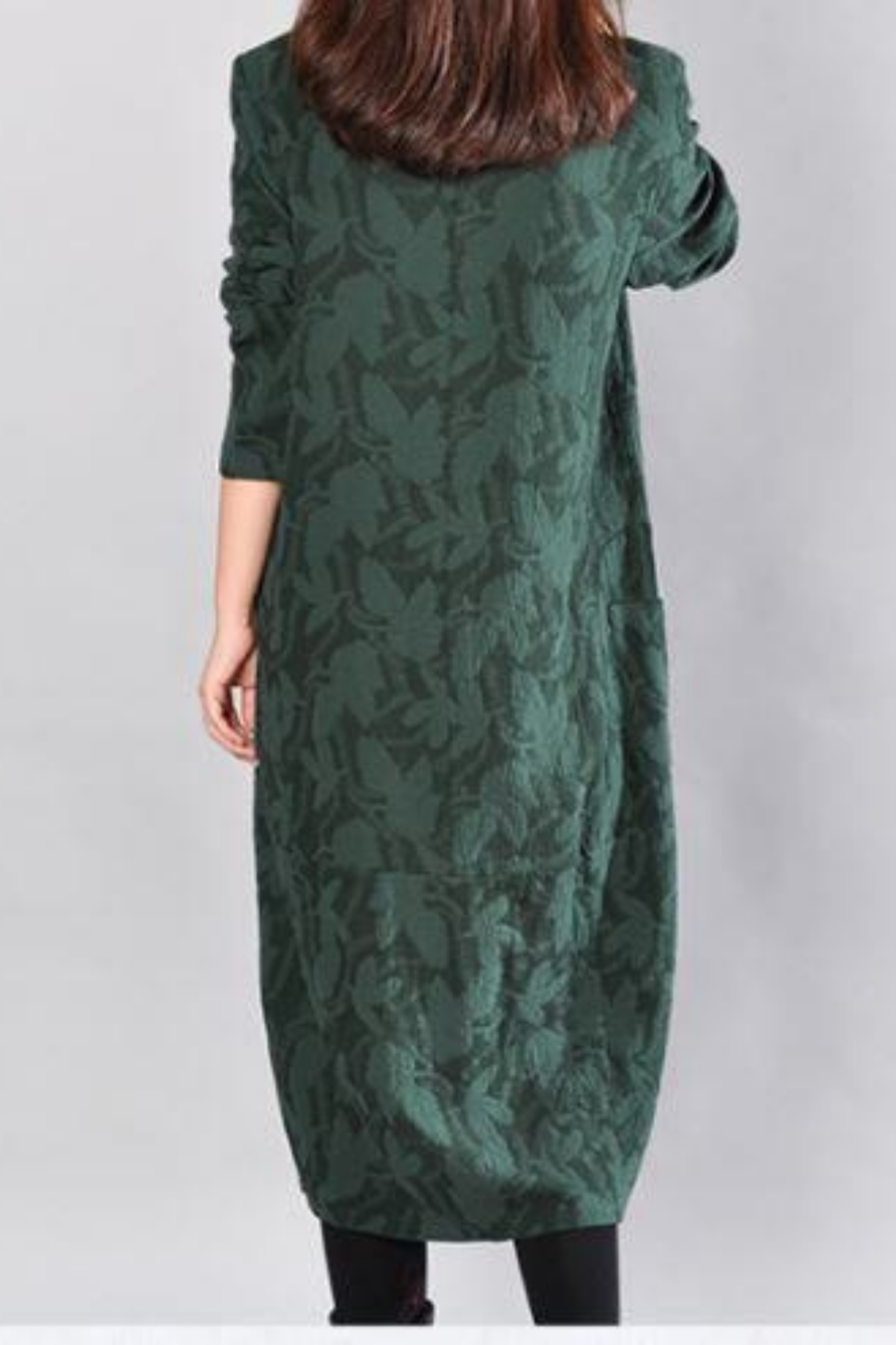 Kayla Leaf-Print Maxi Dress in Green
