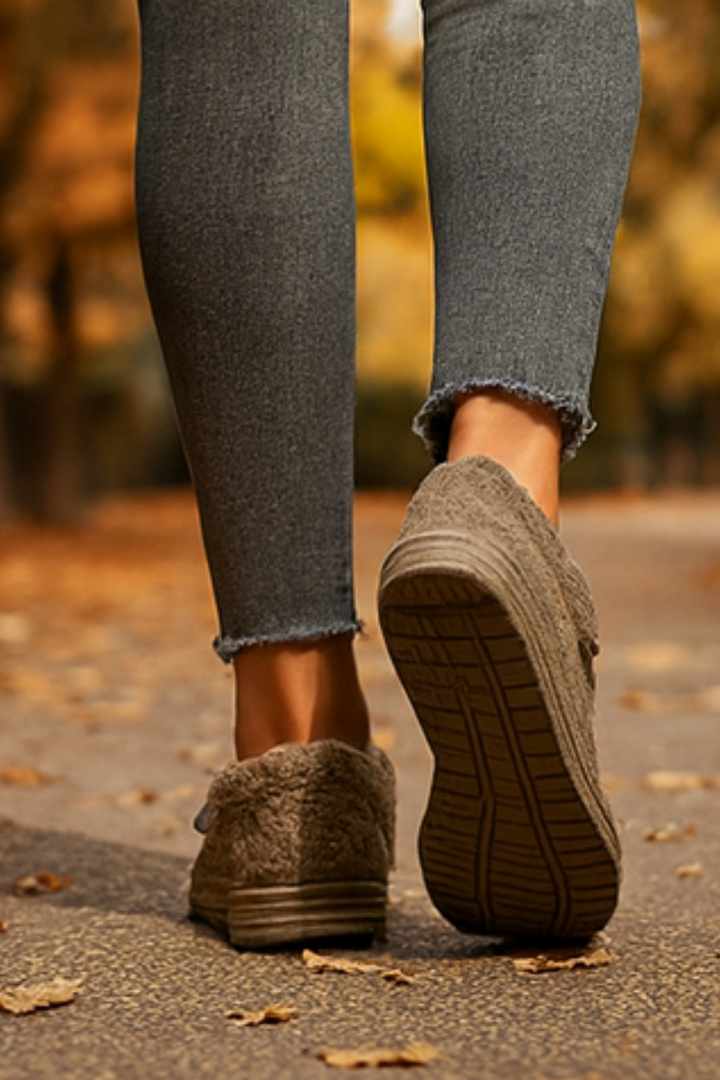 Winnie Warme Teddy Slippers - Khaki