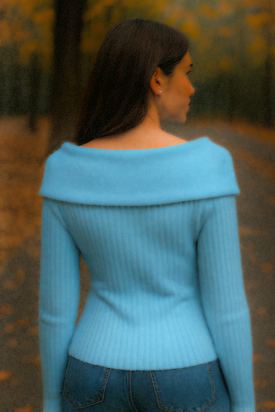 Elizah Off-Shoulder Knit Pullover with Gold Button Detail