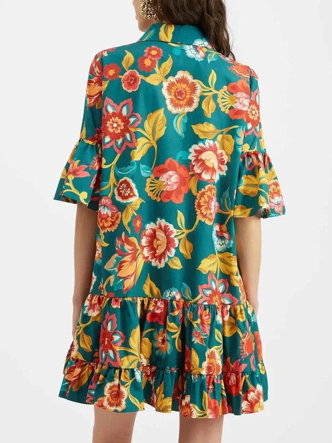 Grace einzigartiges Mini-Kleid mit Blumenmuster