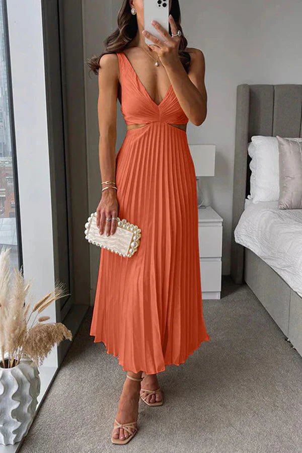 Xenia – Midisommerkleid mit Falten und tailliertem Schnitt