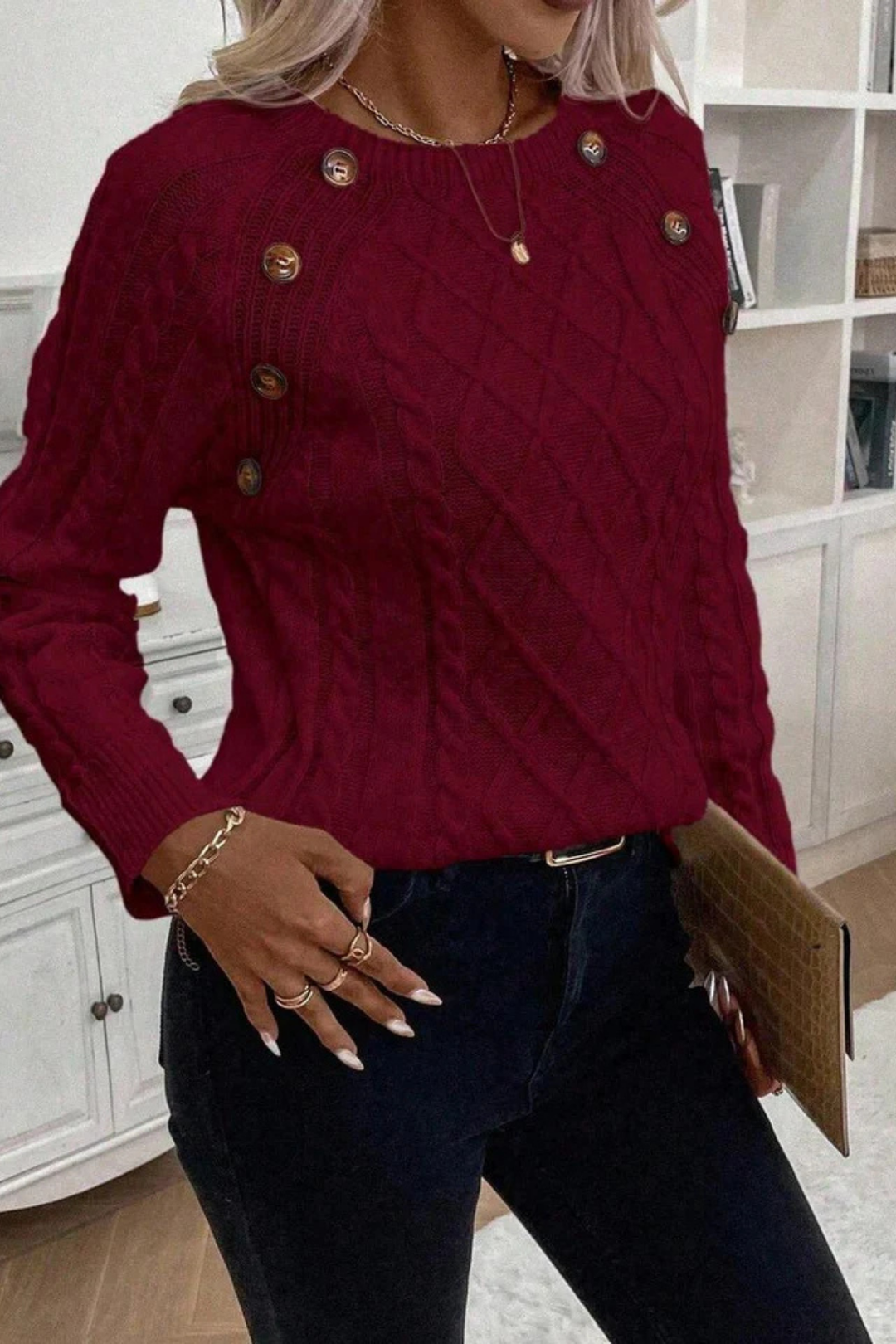 Cora | Strickpullover mit Knopfdetails